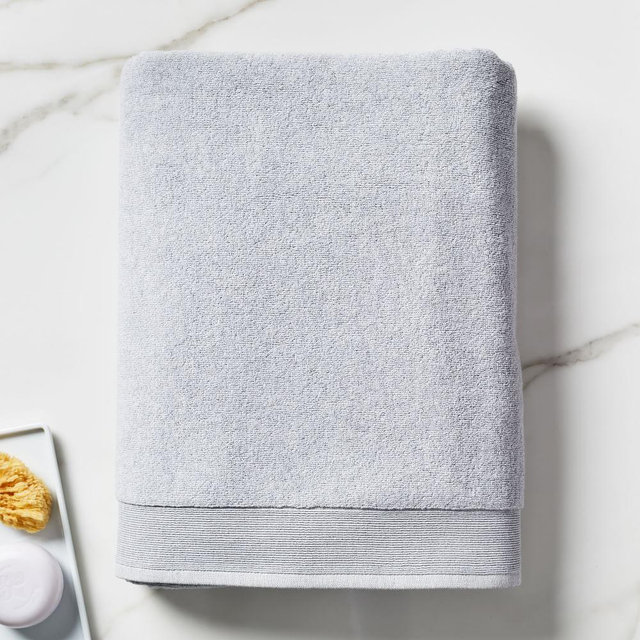Plush Fibrosoft Organic Towel, Bath Sheet, Frost Gray Melange