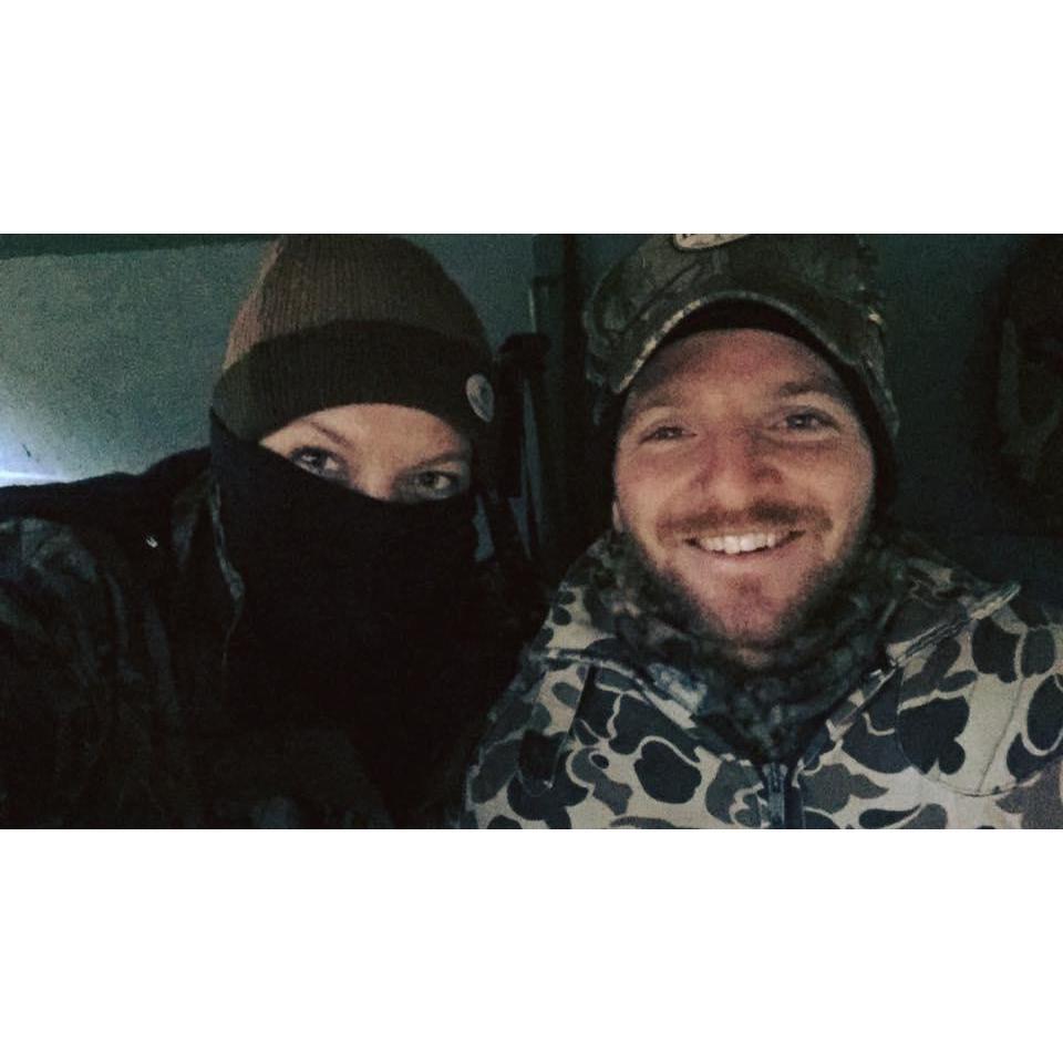 Our first hunting trip together where DJ slept and Jess watched the wildlife through binoculars.
