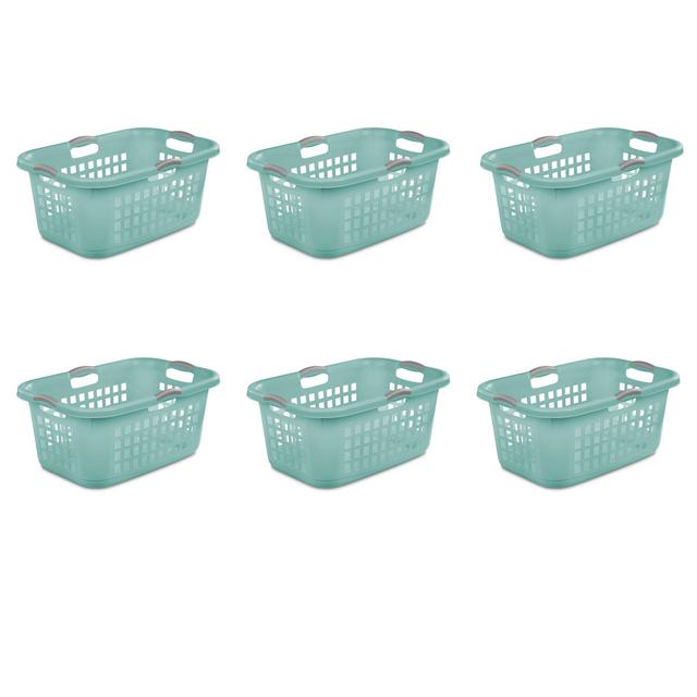 STERILITE 12167906, 2 Bushel 71 L Ultra Laundry Basket, Aqua Chrome with Titanium Handles, 6 Pack