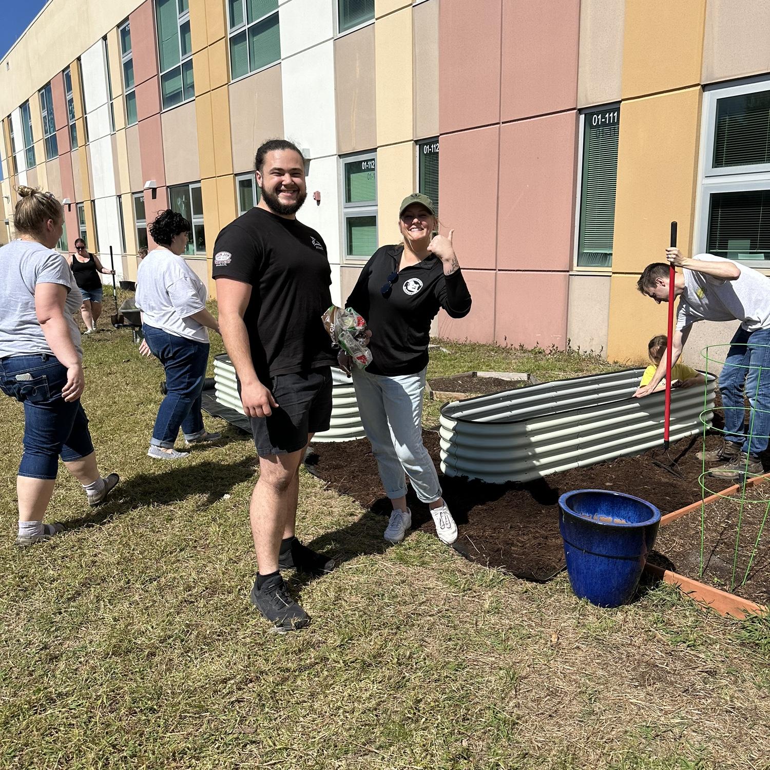 Helping my school garden.