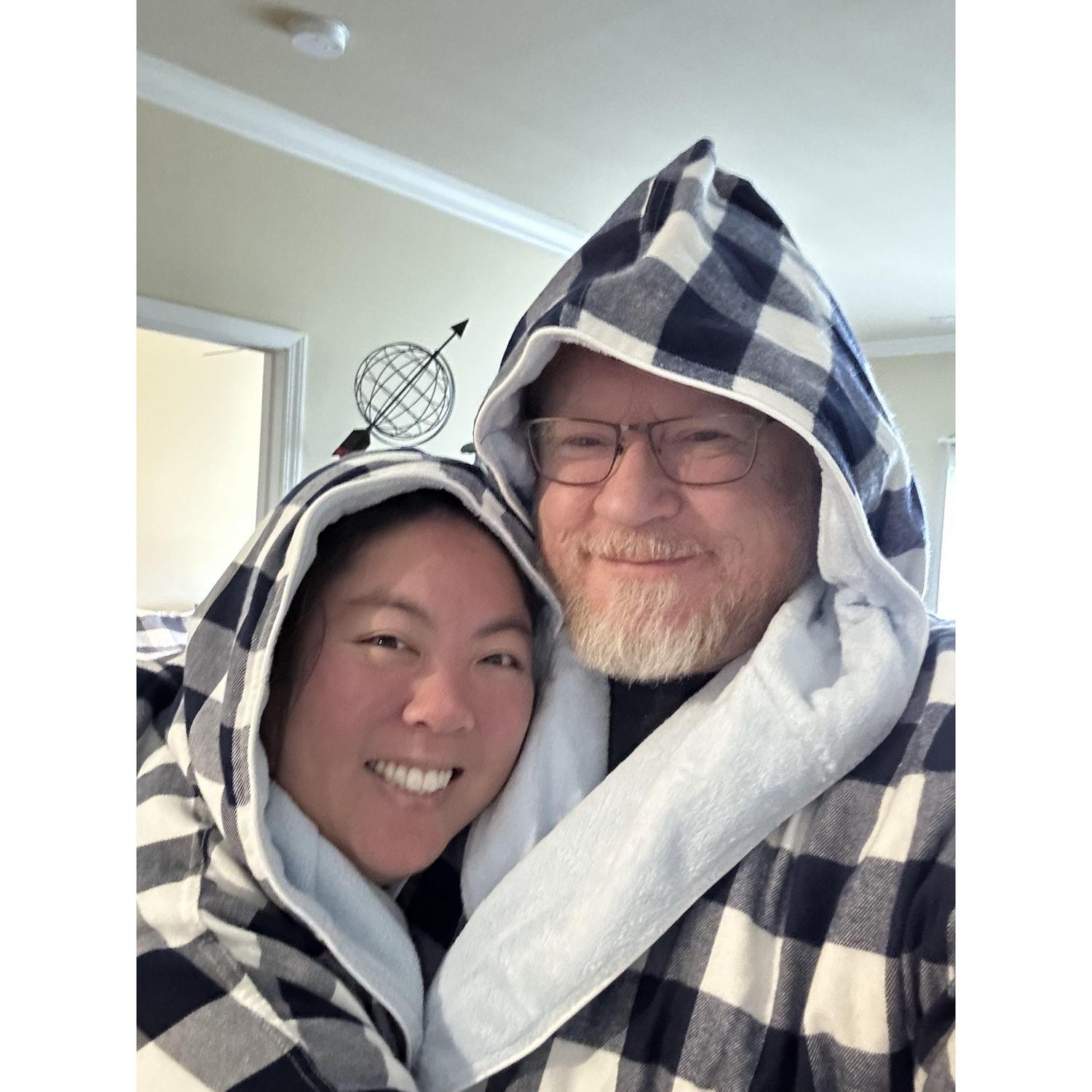 Home, 2022. Matching robes because why not?