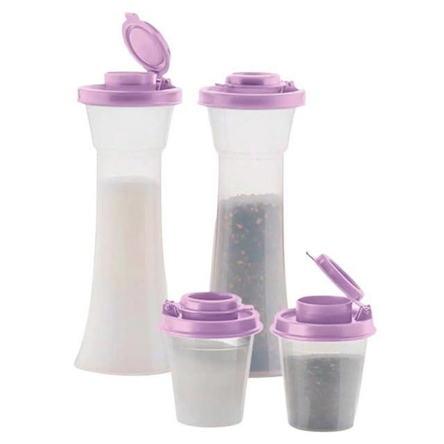 TupperwareSalt Hourglass Large and Mini Salt Pepper 4-Shaker Set in Light Pink Seal