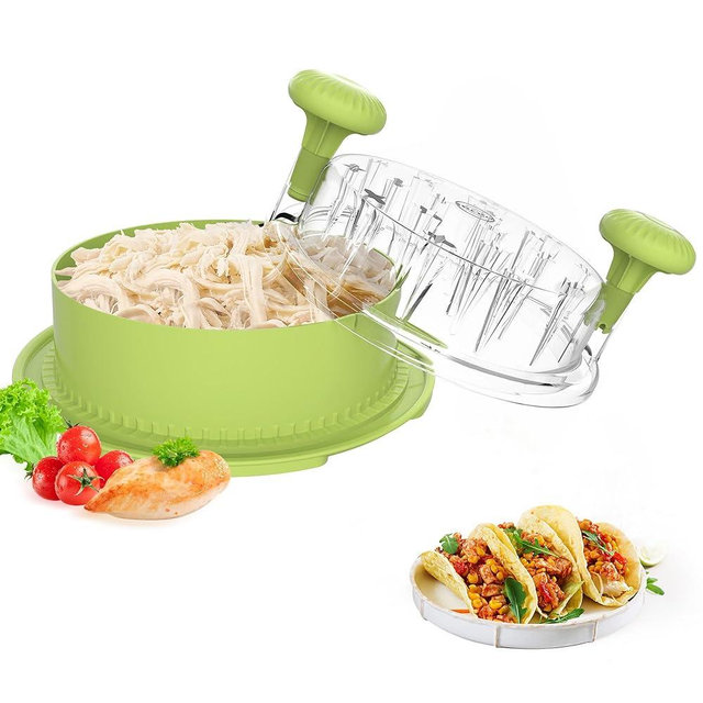 Chicken Shredder, 2025 Pro Chicken Breast Shredder Tool Twist Large, Visible Meat Shredder Machine with Widened Anti Slip Mat Fix, Suitable for Tocas, Buffalo Chicken Dip, Dishwasher Washable(Green)