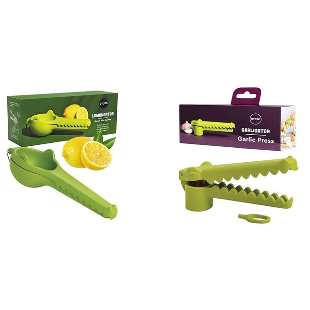 Bundle of 2!!! NEW!! Crocodile Lemon Squeezer by OTOTO - Lemon Lime Squeezer, Lemon Press, Citrus Press + NEW!!! Garligator Garlic Press by OTOTO