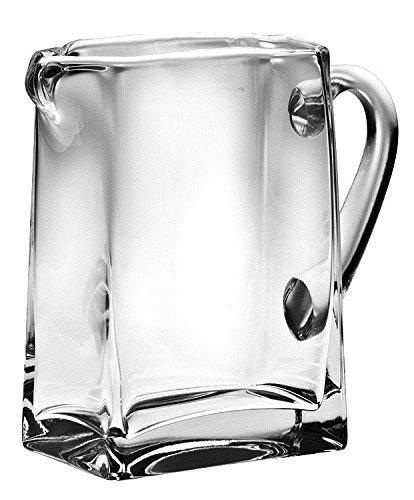 Barski Handmade Rectangle Glass Pitcher with handle, With Spout, Ice Lip, 43 oz, 8"H, Made in Europe