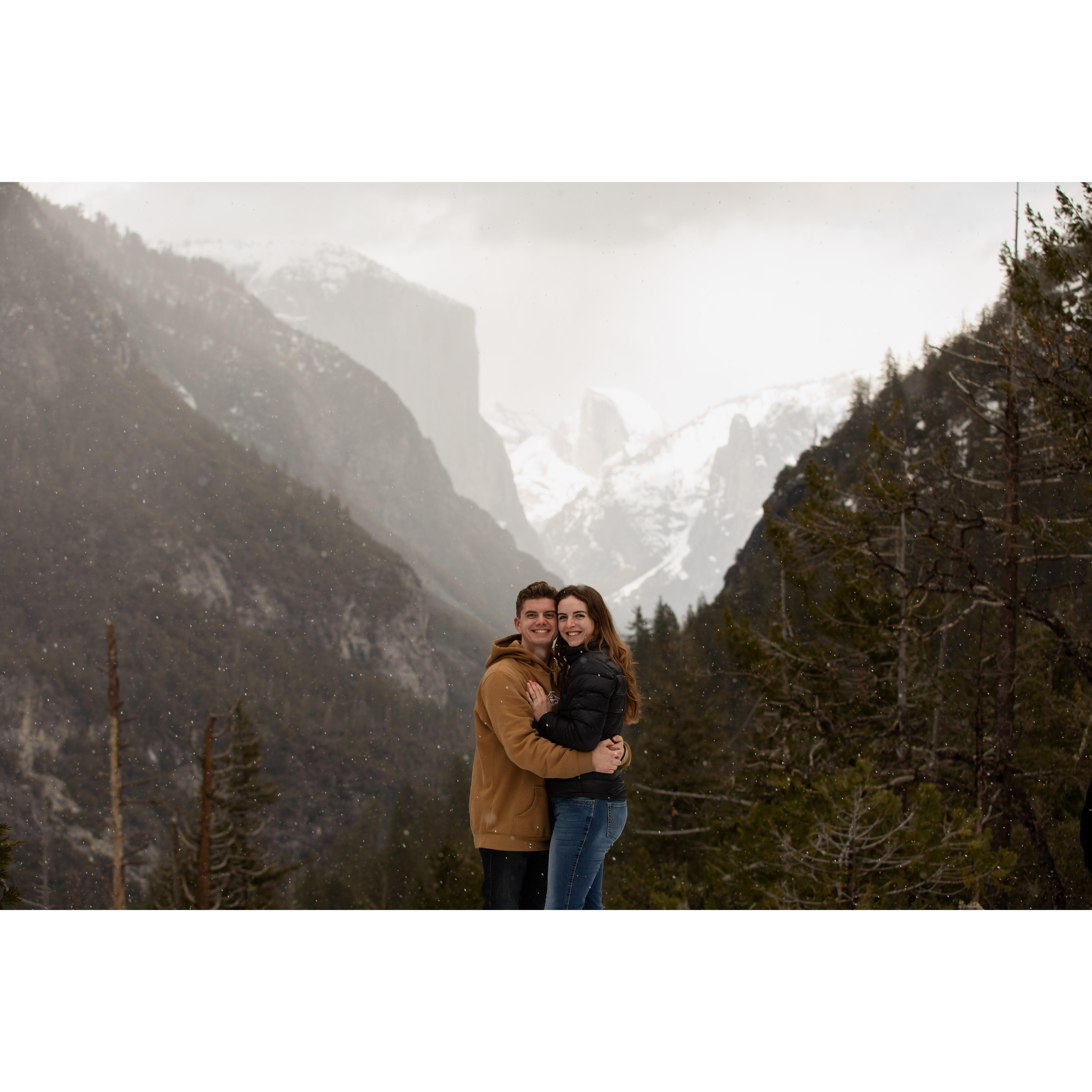 First stop after entering Yosemite Valley was to pull over at the iconic El Capitan and Half Dome lookout.