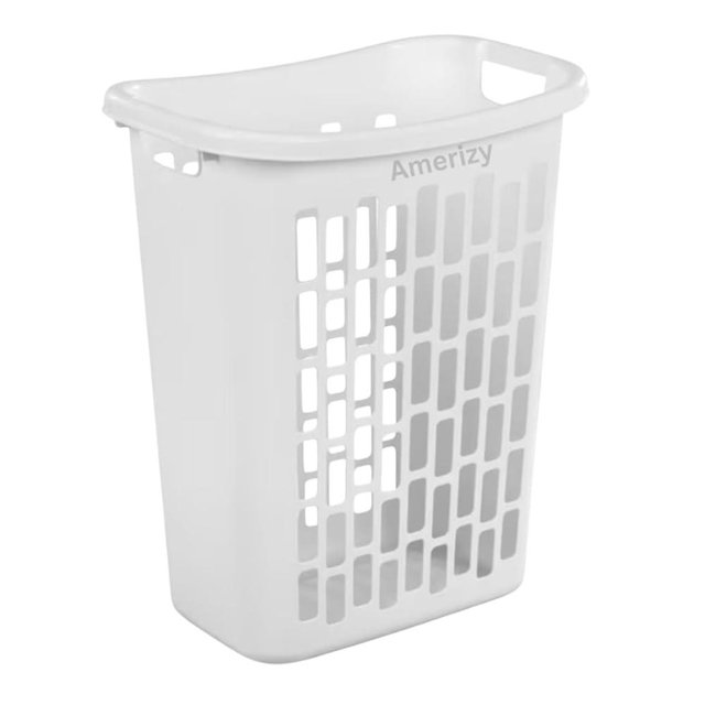 Large White Plastic Laundry Hamper – Rectangular Open Top Clothes Basket with Ventilation, Lightweight Durable Bin for Bedroom, Bathroom, Closet or Dorm Us