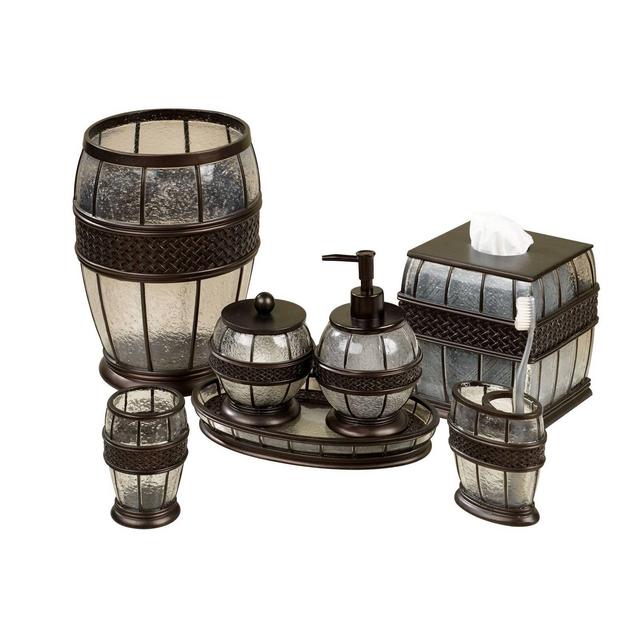 8pc Ice Resin Bath Accessory Set for Vanity Counter Tops Clear - Nu Steel