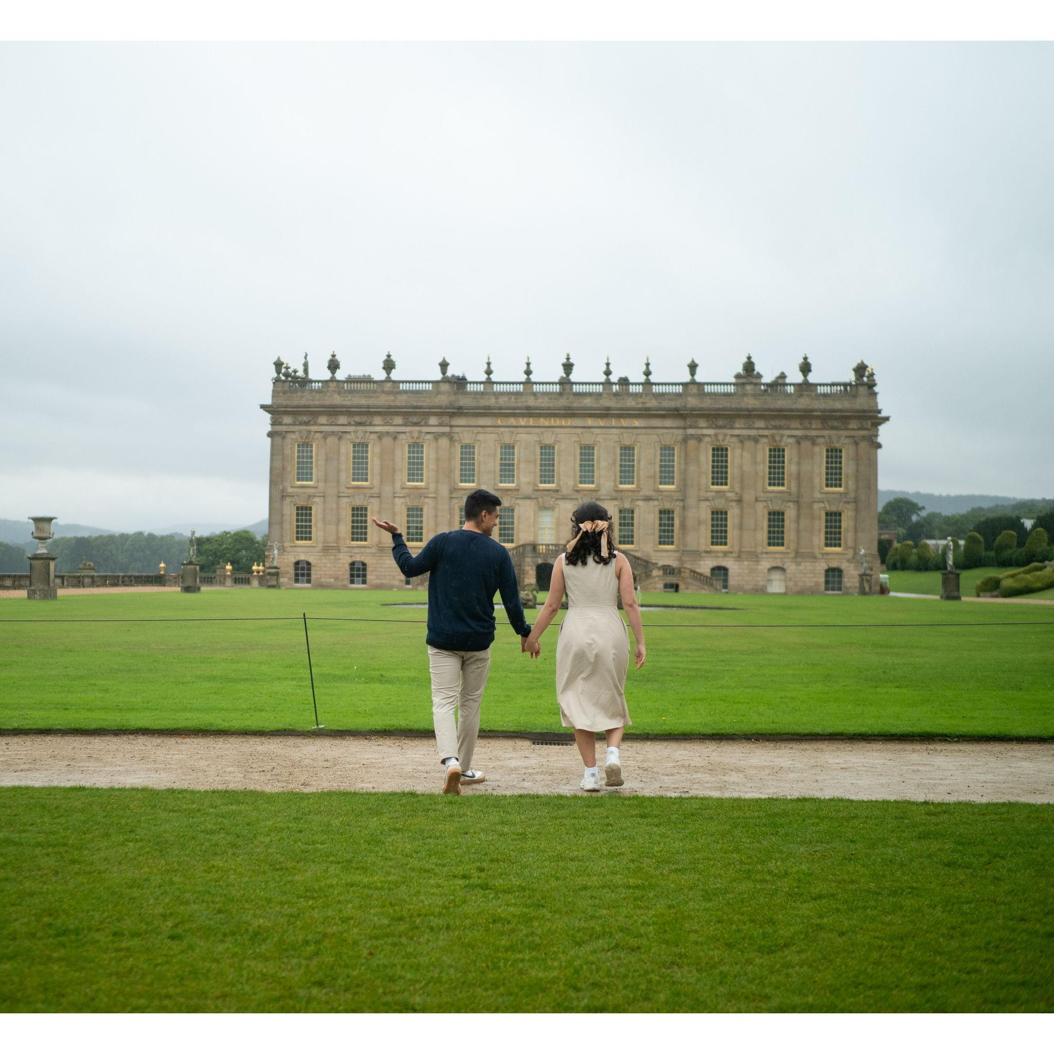 Our proposal and trip to England! Pictured: The Chatsworth House, our future home