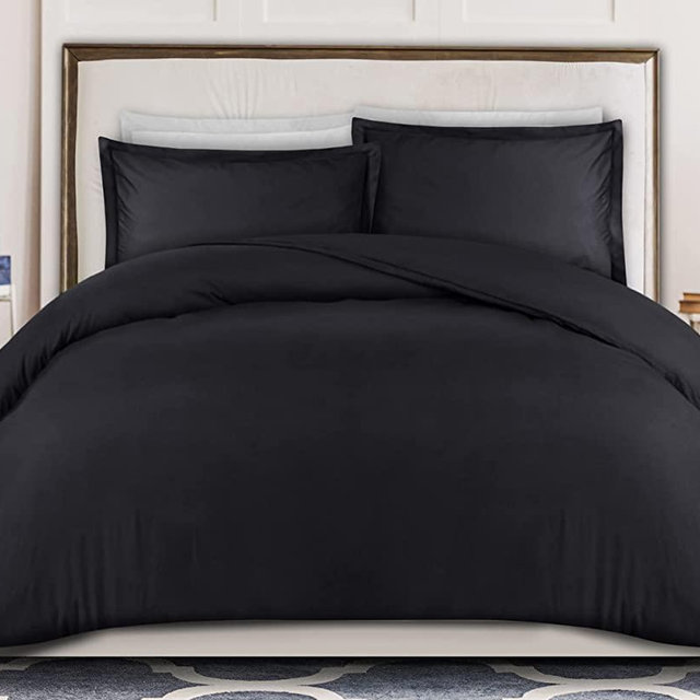 Utopia Bedding Duvet Cover King Size Set - 1 Duvet Cover with 2 Pillow Shams - 3 Pieces Comforter Cover with Zipper Closure - Ultra Soft Brushed Microfiber, 104 X 90 Inches (King, Black)