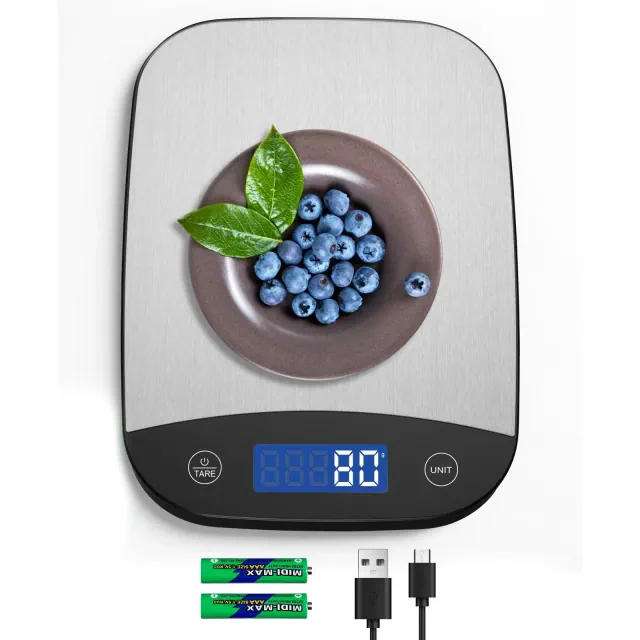 SUGIFT Digital Kitchen Scale 33 lb Capacity Stainless Steel Food Scale with LCD Display and Tare Function