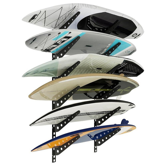 Neorexon Horizontal Surfboard Rack 4 Board/6 Board, Adjustable Surfboard Wall Mount Display, Surfboard Wall Rack Board Storage Mount System at Home and Garage