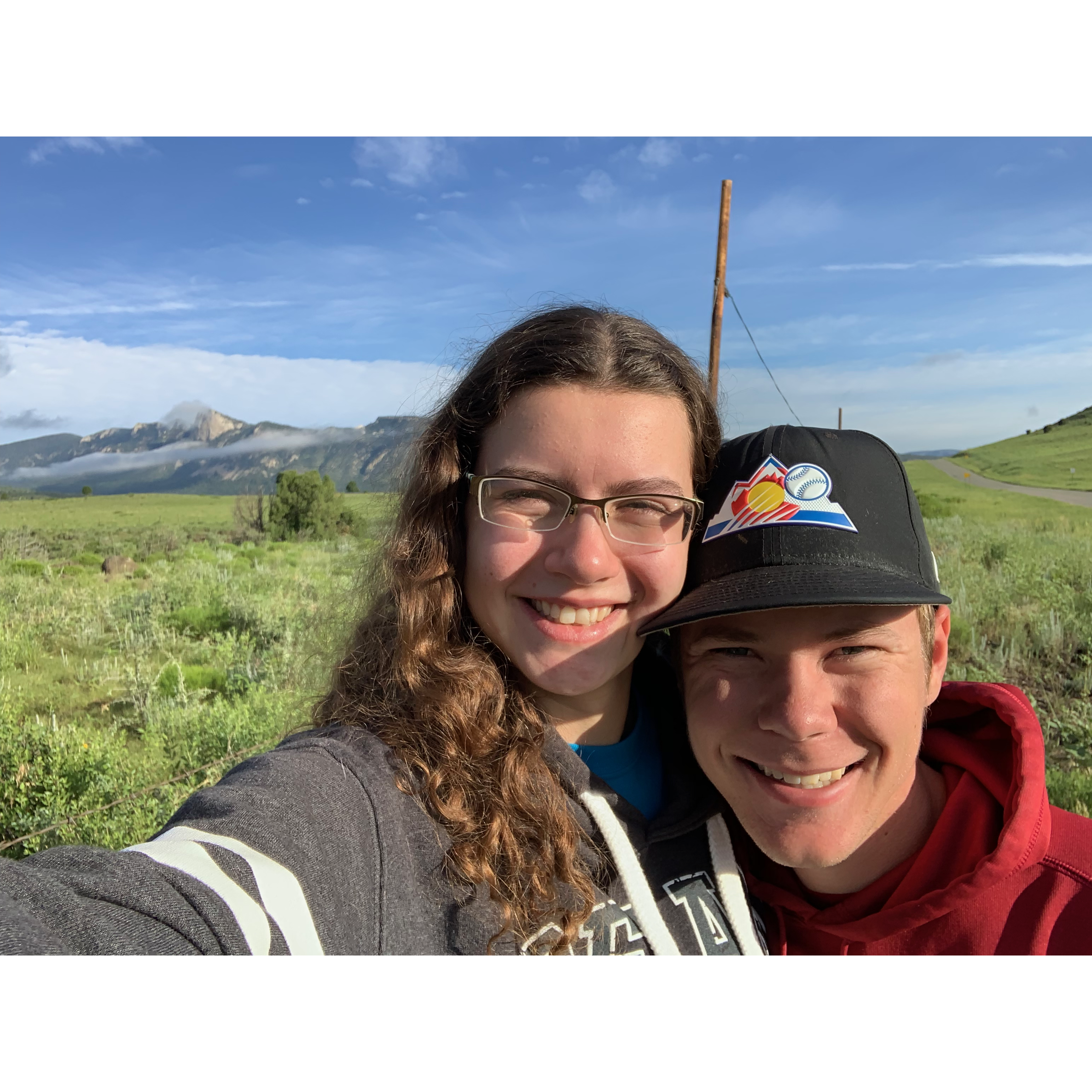 When Andrew was working at Philmont in 2019 Leslie drove out to New Mexico for a weekend to visit him. The Tooth of Time is in the background here.