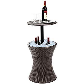 Keter 218305 Outdoor Patio Table with 7.5 Gallon Beer Cooler, Espresso Brown