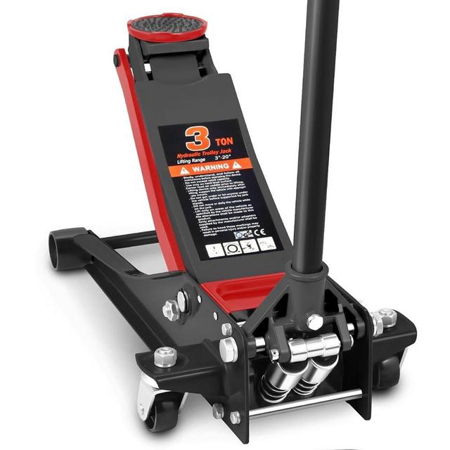 DNA MOTORING Floor Jack 3 Ton (6000 lbs) Capacity, Fast Lift Service Jack Low Profile Steel Heavy Duty Hydraulic Car Jack, Lifting Range 3"-20", Black, TOOLS-00475-BK