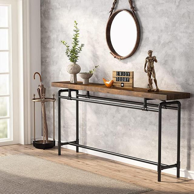 Tribesigns Console Table, 70.9 Inches Extra Long Sofa Table for Living Room, Industrial Narrow Console Sofa Tables Behind Couch, Entryway Hallway Foyer Table for Entrance, Bedroom, Rustic Brown