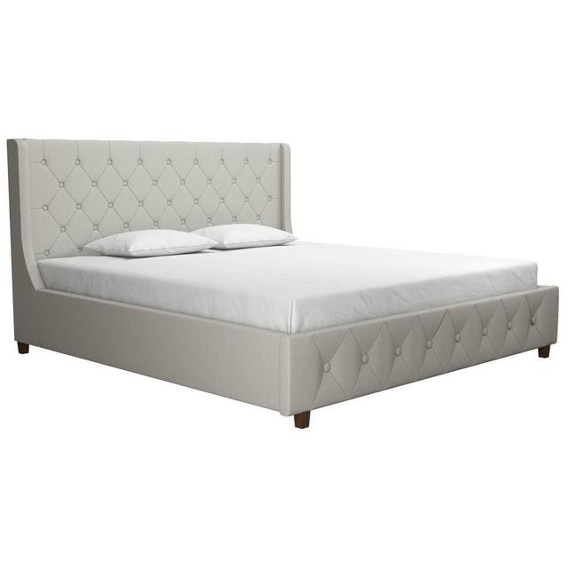 King Mercer Upholstered Bed Linen Light Gray - CosmoLiving by Cosmopolitan