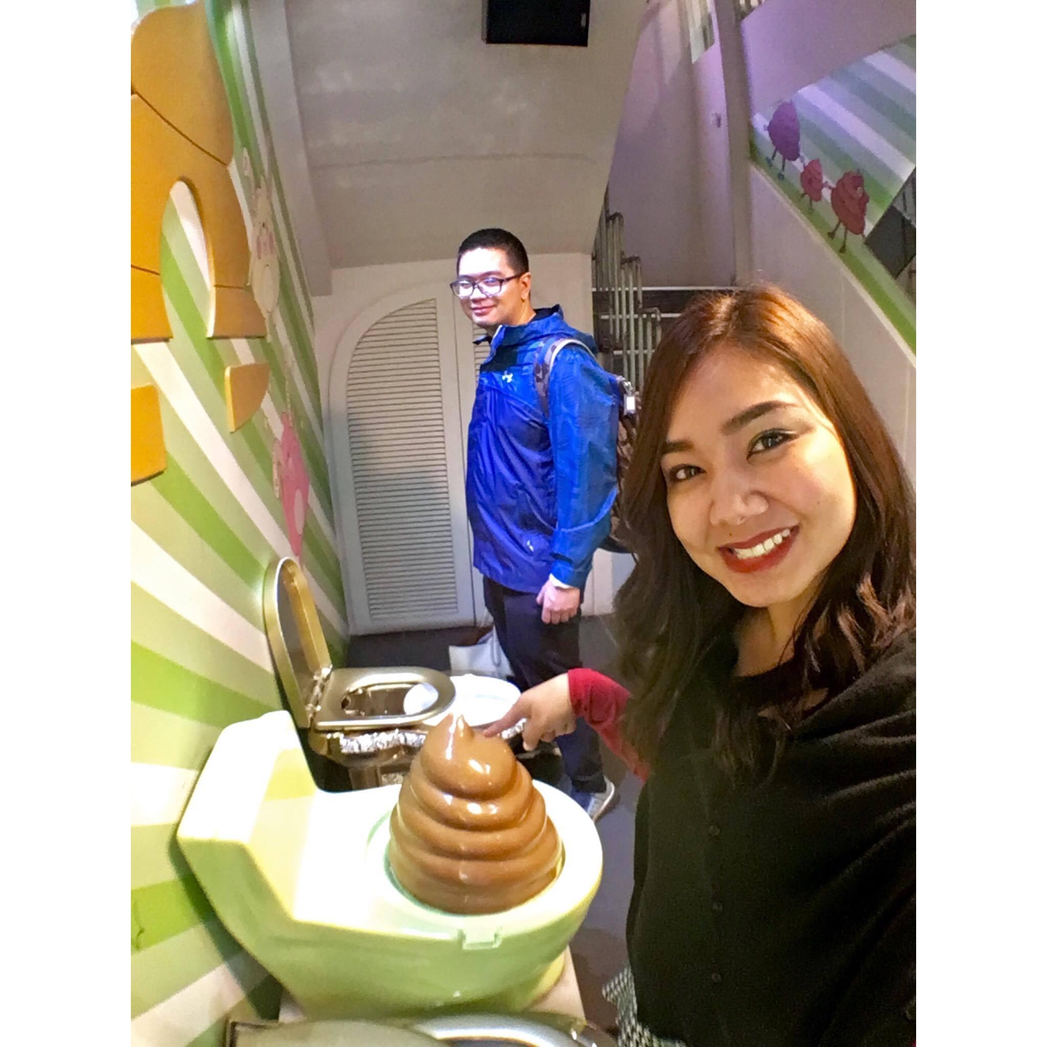 Eating some interesting food at Modern Toilet