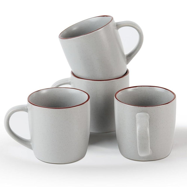 famiware Mercury Coffee Mugs 14 oz, Coffee Mugs Set of 4 with Handle, Cups for Latte, Hot Tea, Cappuccino, Mocha, Cocoa, Light Grey