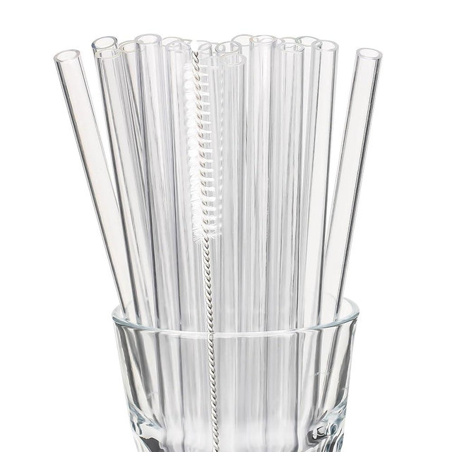 Dakoufish Replacement Straws for Short Mini 8 oz 10 oz Jars Tumblers,22 Pack 7 Inch Clear Reusable Plastic Straws With Cleaning Brush,Bpa Free (7inch,Clear)
