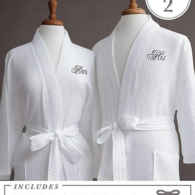 Luxor Linens Egyptian Cotton His & Hers Waffle Robes - Perfect Engagement Gifts! - His & Hers with Gift Packaging