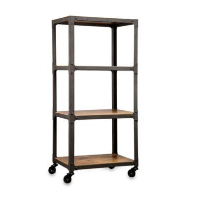 Wood and Metal 4-Tier Rolling Cart