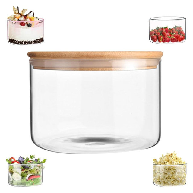 WodGod Premium Glass Trifle Bowl with Lid - Perfect for Desserts, Salads, and Food Storage - Stylish Clear Round Glass Container with Airtight Lid