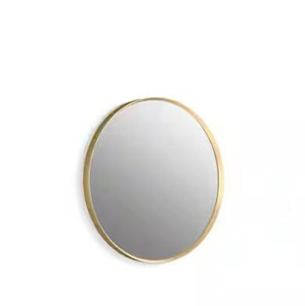 KOHLER Essential 22 in. W x 22 in. H Round Framed Wall Mount Bathroom Vanity Mirror in Moderne Brushed Gold 31367-BGL