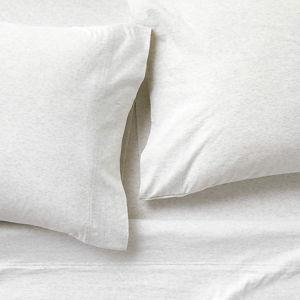 Cozysoft Organic Cotton Jersey Heathered Ivory Queen Bed Sheet Set
