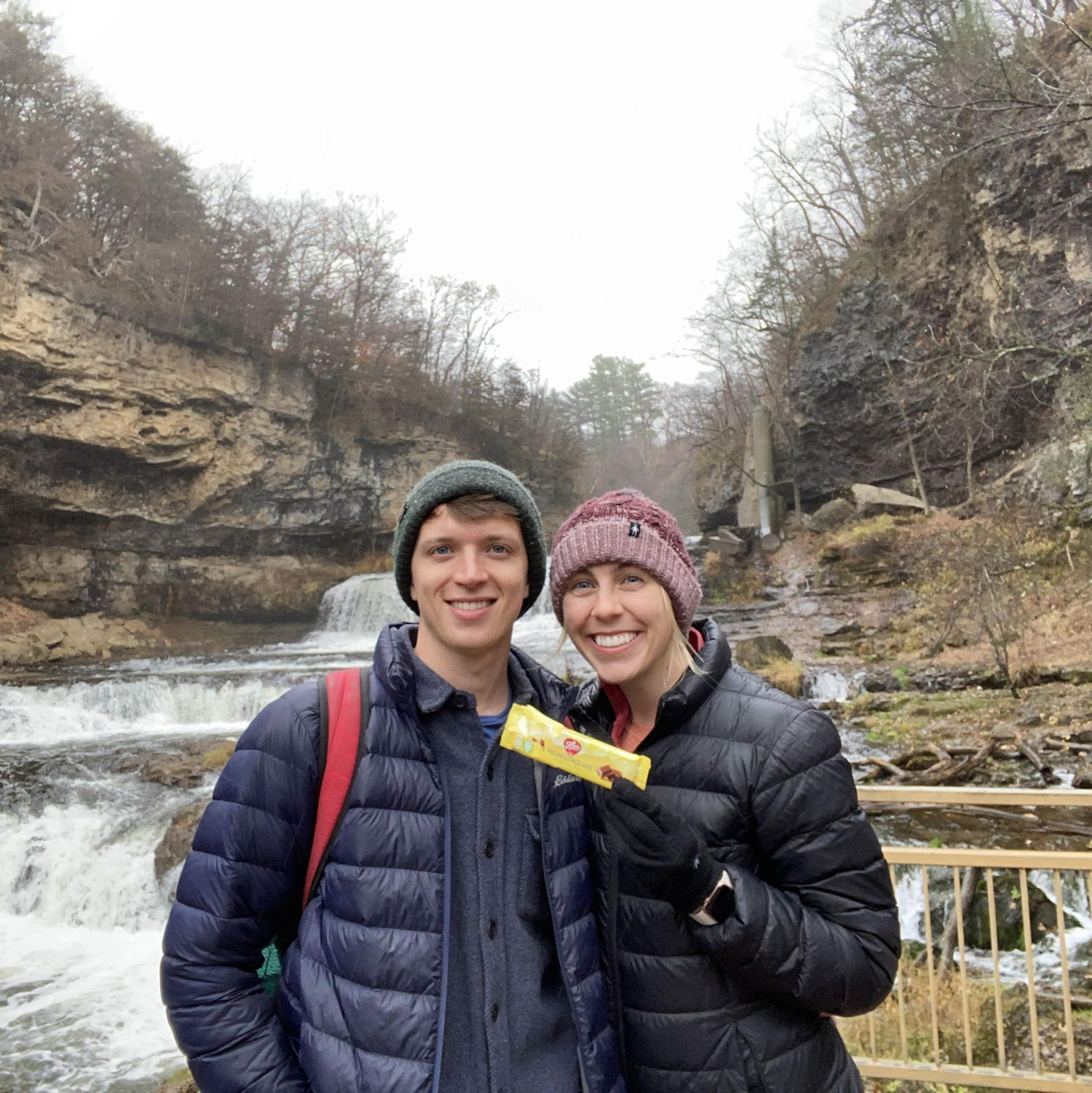 We try to continue the candy mid-hike tradition whenever we can in the US. Photo from Willow River State Park, WI
