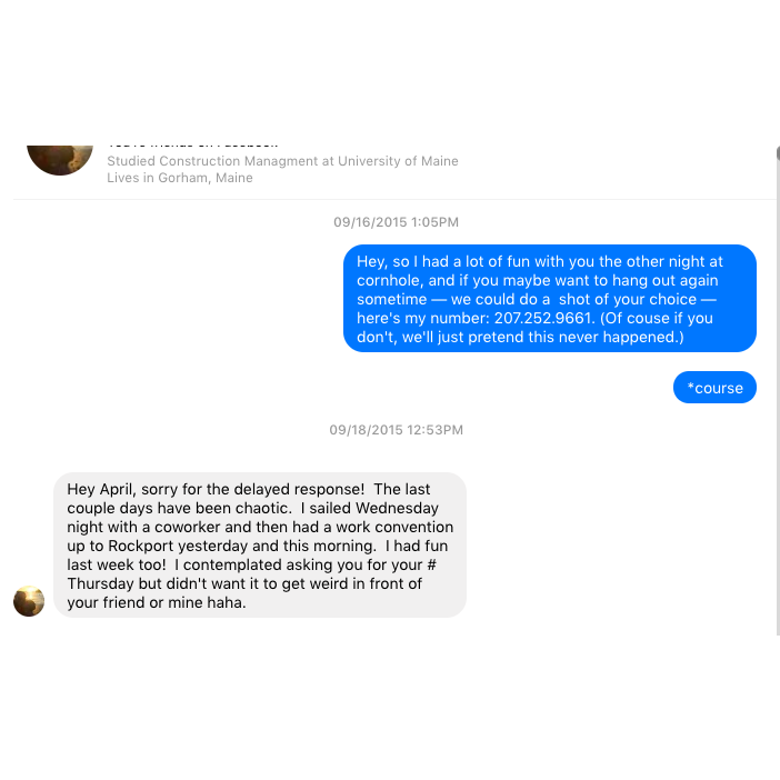 THE FACEBOOK MESSAGE. Please note it took him two days to respond.
