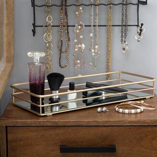 Rectangular Mirrored Bottom Vanity Tray