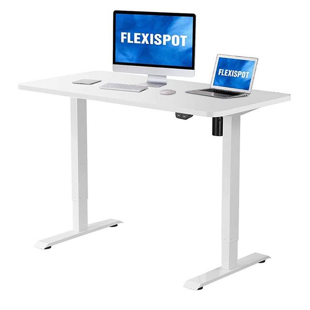 Flexispot Electric Standing Desk Height Adjustable Desk, 48 x 30 Inches Sit Stand Desk Home Office Workstation Stand up Desk (White Frame + 48 in White Top)