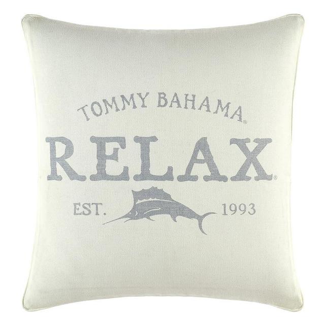 Tommy Bahama Home Throw Pillow Soft Cotton Zipper Closure, Stylish Home Decor for Bed or Couch, 18" L x 18" W, Relax Grey/Beige