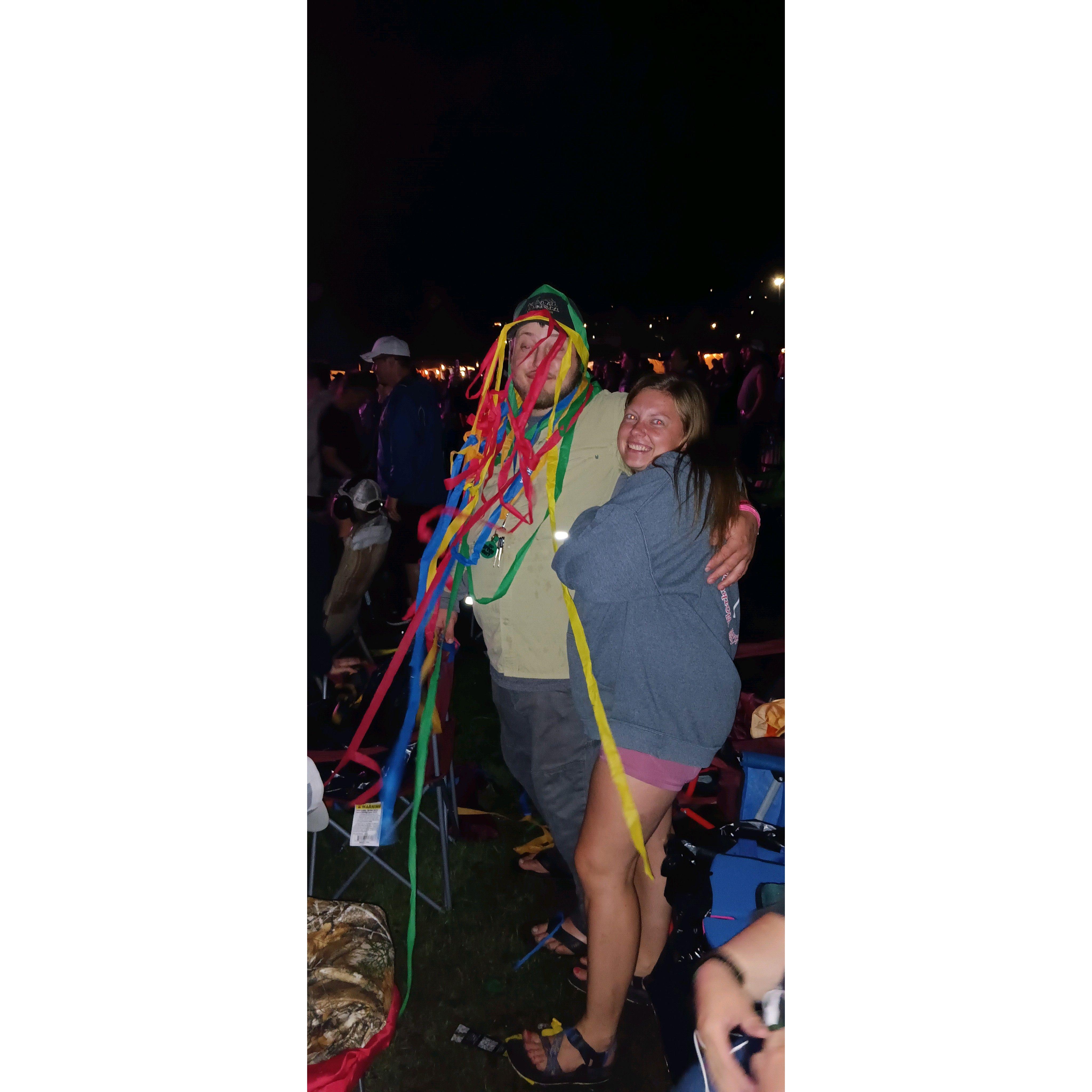 Our Timber Bay kiddos covered Kyle in the concert streamers ;) Freezebaby Anna stealing Kyle's sweatshirt as usual.