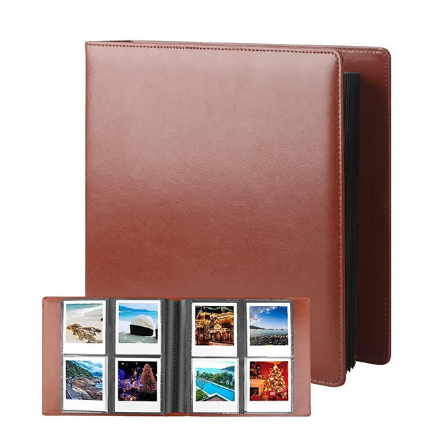 192 Pockets Photo Album for Fujifilm Instax Wide 300 Camera, Polaroid 600 i-type Film Album, Extra Large Picture Albums for Polaroid Now OneStep2 OneStep+ Instant Camera, POP Lab Print Camera (Brown)