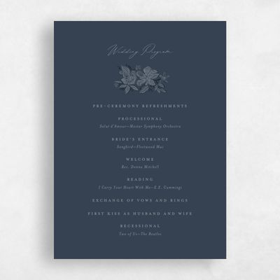 Grayed Navy, Blue Wedding Program - Siena