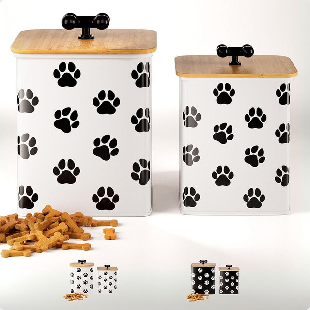 Dog Treat Container Airtight Set of 2 - 8x6" & 7x5" Dog Treat Jars with Lids Airtight - Dog Treat Jars for Kitchen Counter - Dog Treat Canister - Big Dog Cookie Jar Dog Treat Jar - Pet Treat Container