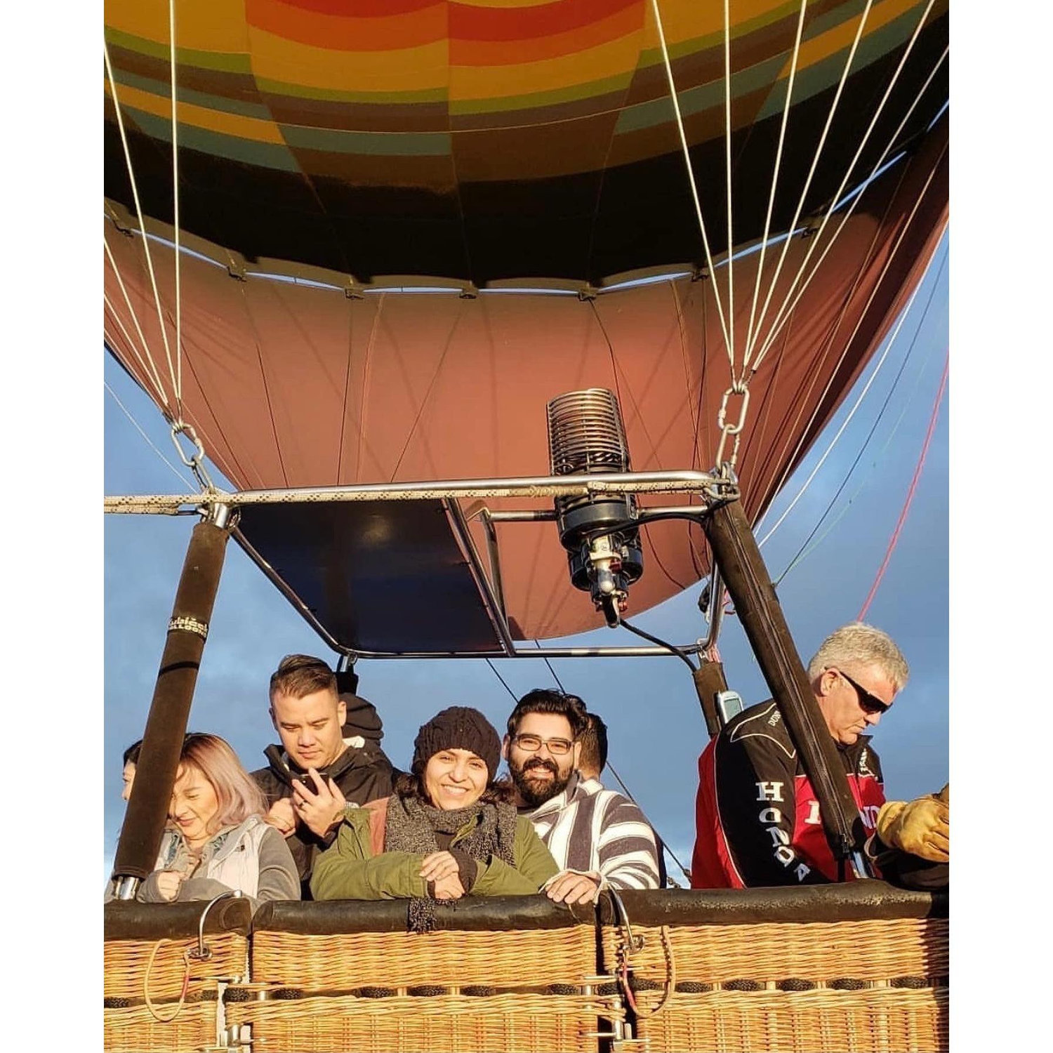 We celebrated our first year anniversary in Temecula. Even though he is afraid of heights, Adam agreed to go on a hot air balloon. He was terrified. February 2019