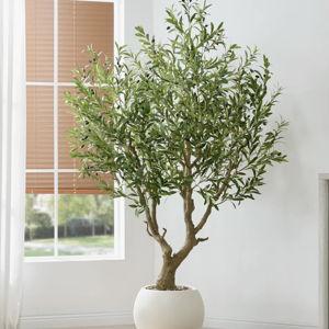 7.5 Feet Artificial Olive Trees, Indoor Tall Faux Olive Tree With White Pot, Extra Large Fake Plants For Home Office Décor