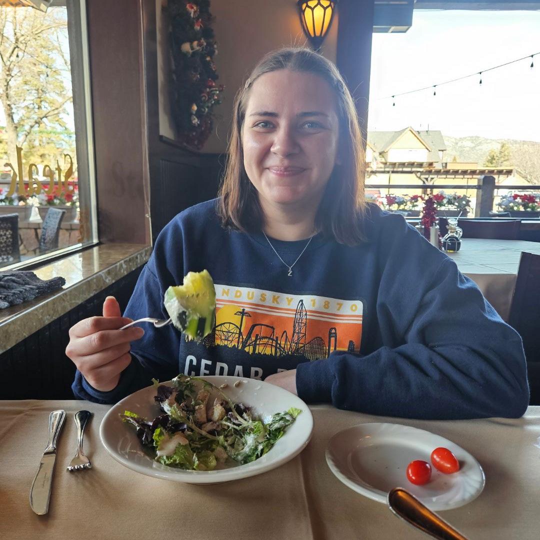 “Would you like pepper on your salad?”
“No thanks,”
“Okay,” (the waiter still put pepper on Melanie’s salad… also, there was a huge cucumber in it)