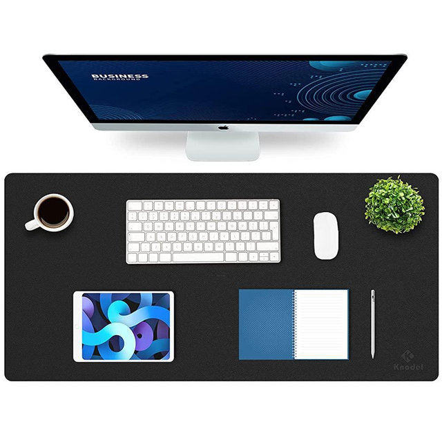 K KNODEL Desk Mat, Mouse Pad, Desk Pad, Waterproof Desk Mat for Desktop, Leather Desk Pad for Keyboard and Mouse, Desk Pad Protector for Office and Home (Black, 35.4" x 17")