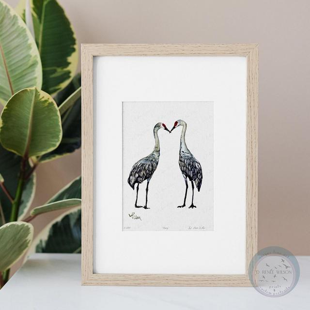 Sandhill Cranes Painting Limited Edition Print, Modern Decor, Kissing Bird Wall Art, Florida Wildlife Artwork