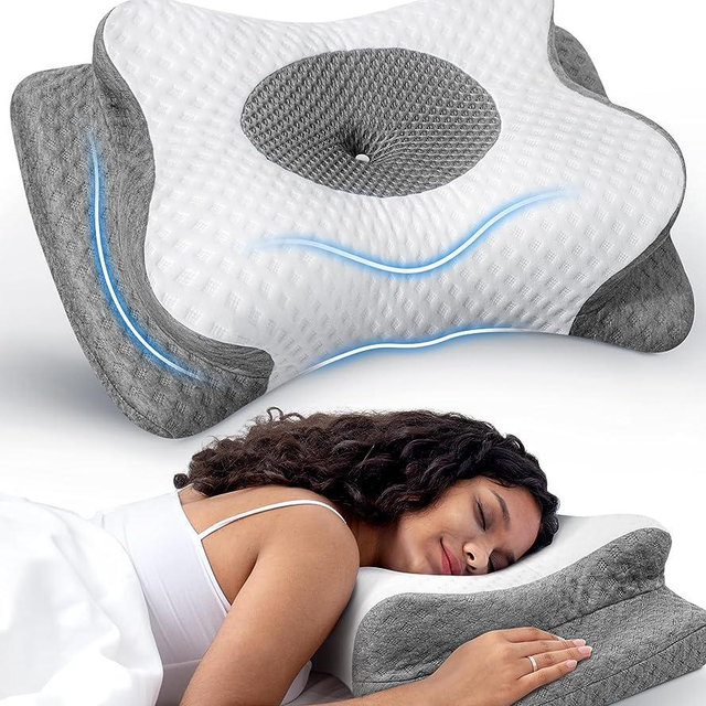No More Aches Neck Pillow for Pain Relief, Adjustable Cervical Pillow for Neck Support with Armrest, Odorless Ergonomic Contour Memory Foam Pillows,Orthopedic Bed Pillow for Side Back Stomach Sleeping