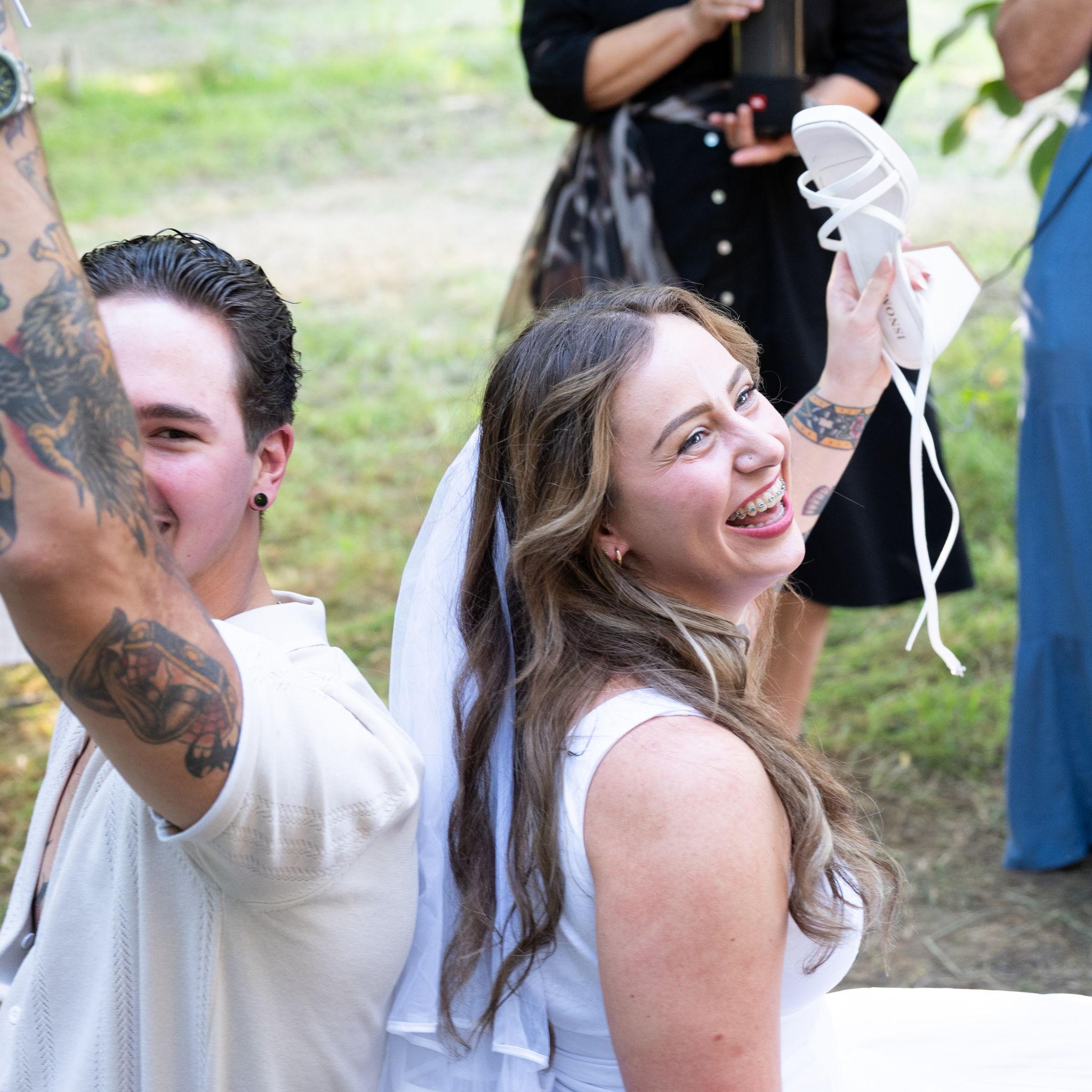 The shoe game at our engagement party.