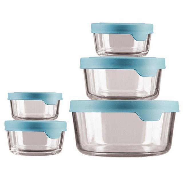 Anchor Hocking Storage & Food Preperation Glass Food Storage, Set of 10, Mineral Blue