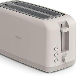 bella 4 Slice Slim Toaster, Fits-anywhere™ Kitchenware, 6 Setting Shade Control with Reheat & Cancel Buttons, Fits Sourdough, 10” Long Slot, Anti Jam & Auto Shutoff, 900 Watt, Oatmilk
