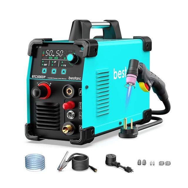 bestarc Plasma Cutter, Non Touch Pilot Arc, Air Sensor Technology, 110/220V Dual Voltage 50Amps Screen Display, IGBT Digital Plasma Cutter Machine (BTC500DP 7GEN 110/220V)