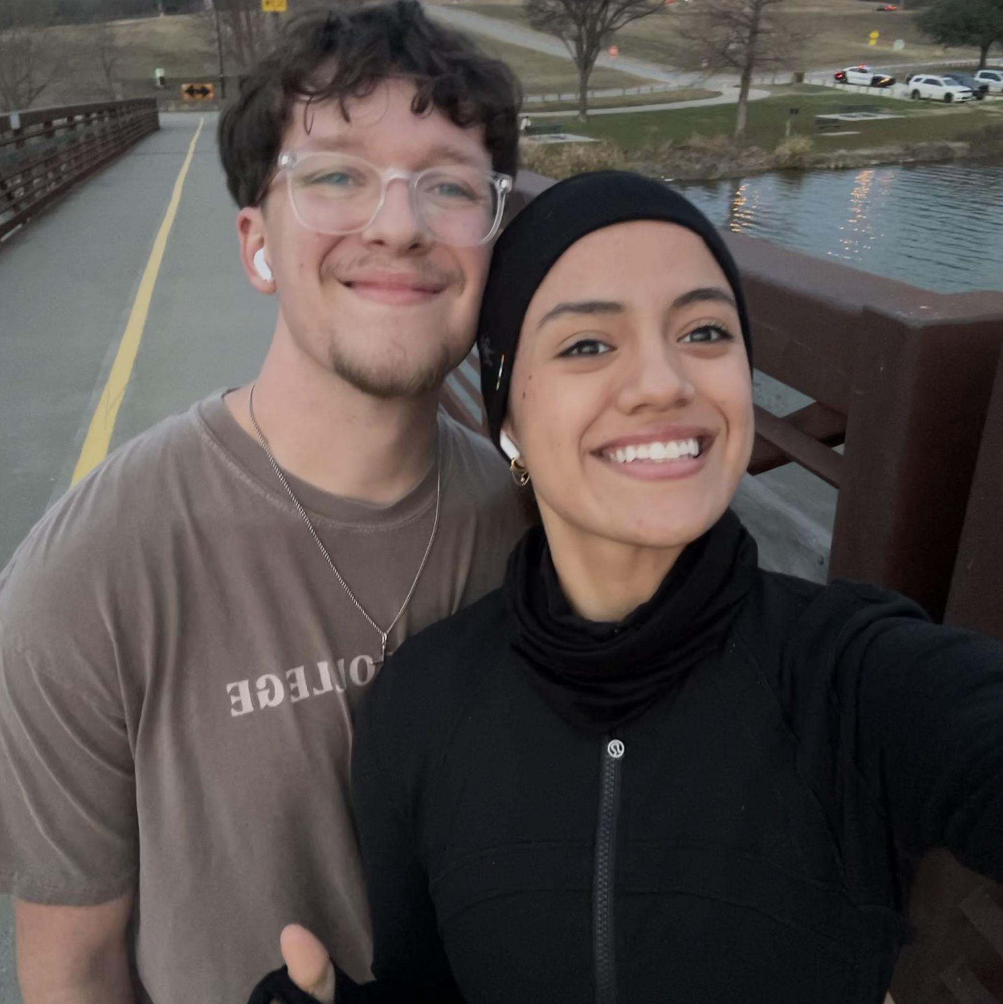 Jacob and Yamilet after a run, an acitivity they love to do together!