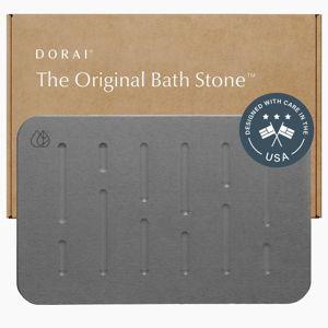 Dorai Home Dark Gray Bath Stone – Luxury Quick-Drying Stone Bath Mat, Non-Slip Surface, Rubberized Bottom Pad, Rain Slate